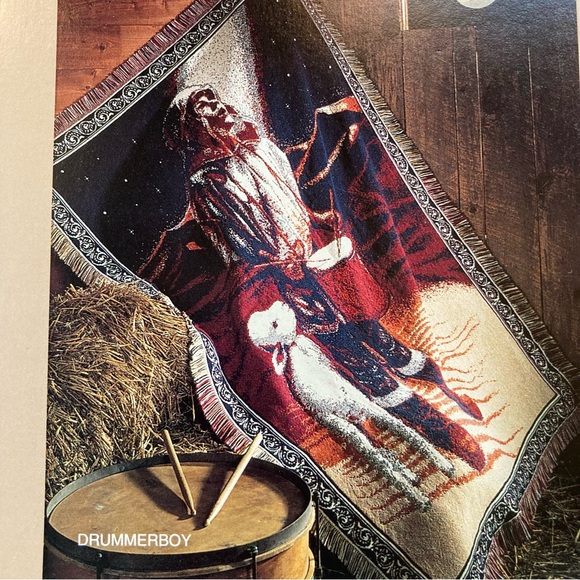 Vintage Christmas Little Drummer Boy Cotton Throw Blanket - Picture 1 of 9